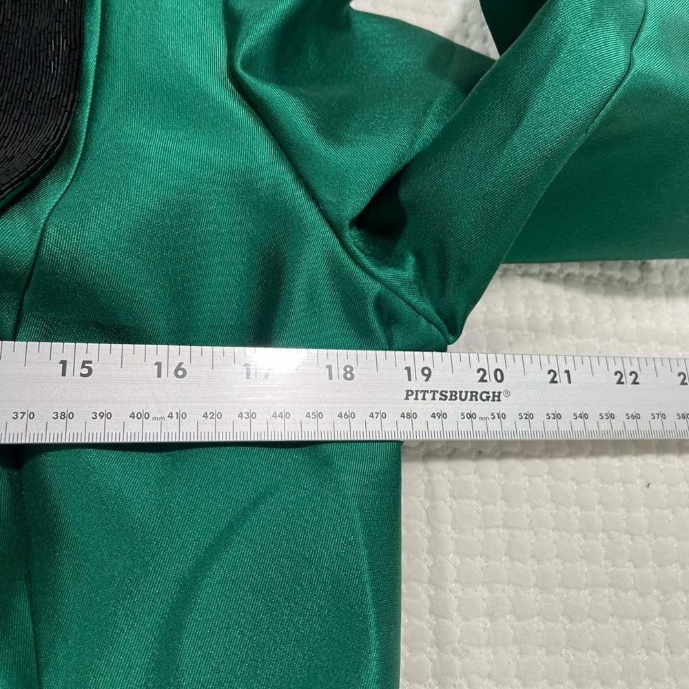 RUBIN SINGER Emerald Silk Faille Tuxedo‎ Mini Coat Dress 46 Sequin Lapel - Picture 8 of 8